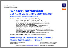 Einladung der Universität Innsbruck zur Wasserkraft-Diskussion